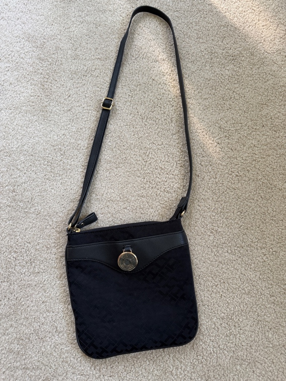 Tommy Hilfiger Black Crossbody Bag with Gold Accent
